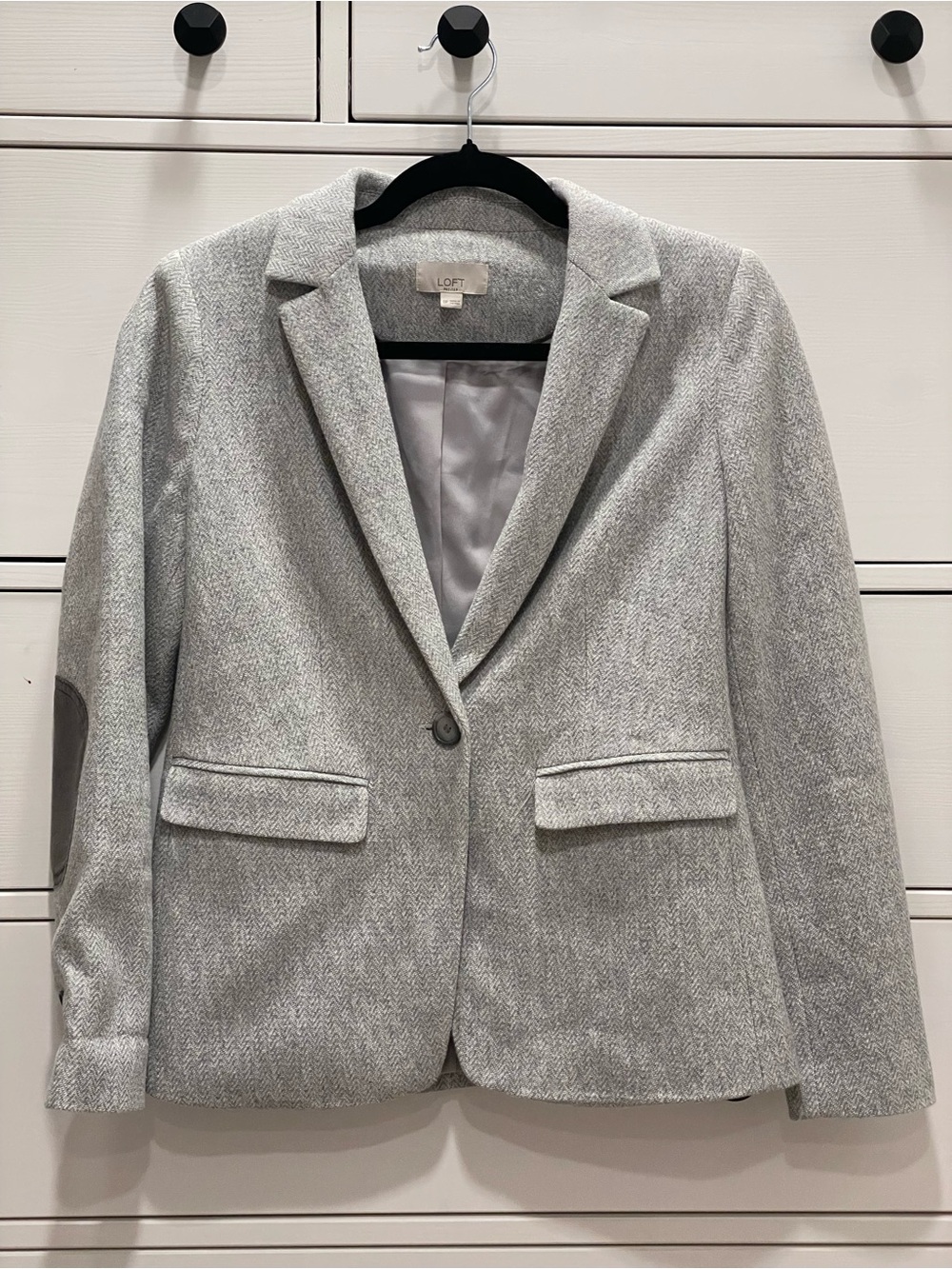 LOFT Light Gray Textured Single-Button Blazer